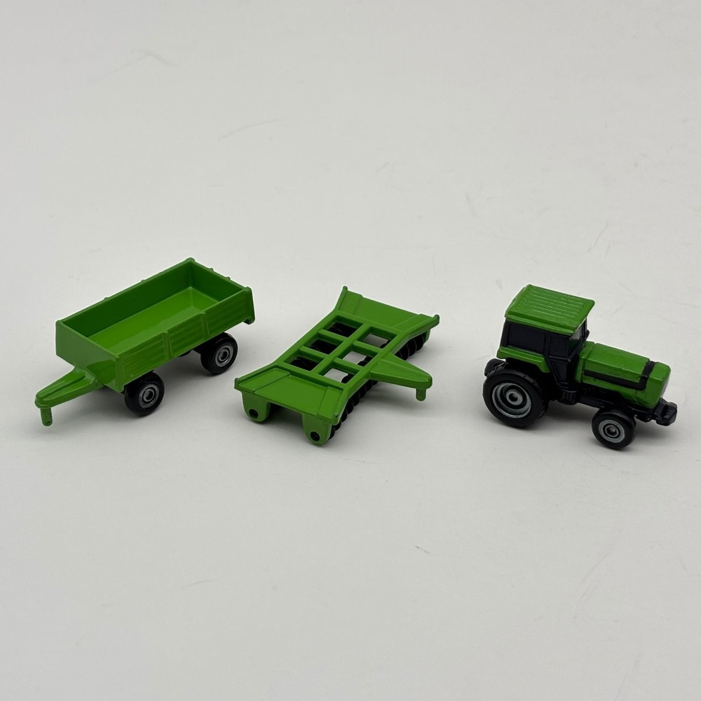 ERTL John Deere Farm Tractor Trailer Plow Set Miniature Diecast Toy Green Black